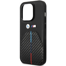 Заредете изображение във визуализатора на галерията – Original Case BMW Stamped Tricolor Stripe BMHCP14L22NSTB for Iphone 14 Pro Black
