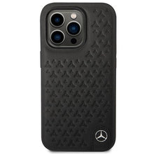 Заредете изображение във визуализатора на галерията – Mercedes MEHCP14L8REMPK iPhone 14 Pro 6.1" black/black hardcase Leather Stars Pattern
