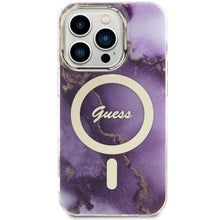 Заредете изображение във визуализатора на галерията – Original Case GUESS hardcase Golden Marble MagSafe GUHMP14XHTMRSU for Iphone 14 Pro Max purple
