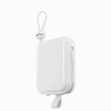 Заредете изображение във визуализатора на галерията – Joyroom power bank with USB C and Lightning cables and stand Cutie Series 10000mAh 22.5W white (JR-L008)
