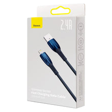 Заредете изображение във визуализатора на галерията – Baseus Glimmer Series cable USB-A - Lightning 2.4A 480Mbps 1m blue

