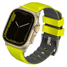 Заредете изображение във визуализатора на галерията – Uniq Linus Band Apple Watch Series 1/2/3/4/5/6/7/8/SE/SE2/Ultra 42/44/45/49mm Airosoft Silicone Lime Green/Lime Green
