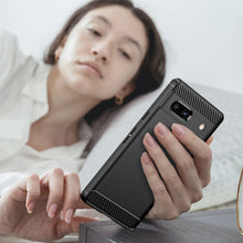 Заредете изображение във визуализатора на галерията – Carbon Case for Google Pixel 7a flexible silicone carbon cover black
