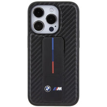 Заредете изображение във визуализатора на галерията – BMW Grip Stand Smooth &amp; Carbon case for iPhone 15 Pro Max - black
