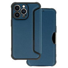 Заредете изображение във визуализатора на галерията – Razor Carbon Book Case for Iphone 13 Pro Max navy

