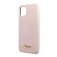 Заредете изображение във визуализатора на галерията – Guess GUHCN58LSLMGLP iPhone 11 Pro jasnoróżowy/light pink hard case Silicone Vintage Gold Logo
