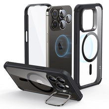 Заредете изображение във визуализатора на галерията – ESR Armor Tough Kickstand Halolock Case with MagSafe for iPhone 15 Pro - Transparent &amp; Black
