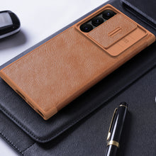 Заредете изображение във визуализатора на галерията – Nillkin Qin Leather Pro Case for Samsung Galaxy S23 Ultra Cover with Flip Camera Cover Black
