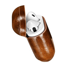 Заредете изображение във визуализатора на галерията – iCarer Leather Oil Wax Genuine Leather Case for AirPods 2 / AirPods 1 light brown (WMAP011-BN)
