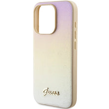 Заредете изображение във визуализатора на галерията – Guess Saffiano Iridescent Script case for iPhone 15 Pro - gold
