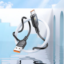 Заредете изображение във визуализатора на галерията – HOCO cable USB to Type C 5A Transparent explore intelligent power-off U120 1m black
