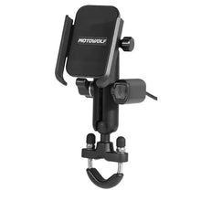 Заредете изображение във визуализатора на галерията – Motorcycle phone holder Motowolf with USB port to handlebar
