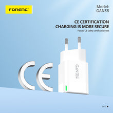 Заредете изображение във визуализатора на галерията – Foneng Wall charger GAN35 GaN - 2xType C - PD 35W 3A white
