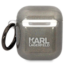 Заредете изображение във визуализатора на галерията – Karl Lagerfeld KLA2HNKCTGK Airpods 1/2 cover black/black Gliter Karl&amp;Choupette
