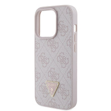 Заредете изображение във визуализатора на галерията – Original Case GUESS hardcase Leather 4G Triangle Strass GUHCP15LP4TDPP for Iphone 15 Pro Pink
