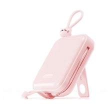 Заредете изображение във визуализатора на галерията – Joyroom power bank with USB C and Lightning cables and stand Cutie Series 10000mAh 22.5W pink (JR-L008)

