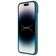 Заредете изображение във визуализатора на галерията – Nillkin CamShield Leather S Case iPhone 14 Pro cover with camera cover green
