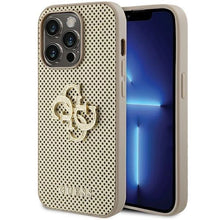 Заредете изображение във визуализатора на галерията – Guess Perforated 4G Glitter case for iPhone 15 Pro Max - gold
