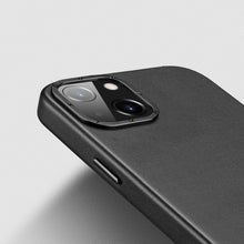 Заредете изображение във визуализатора на галерията – Dux Ducis Grit Leather Case for iPhone 14 Plus Elegant Faux Leather Cover (MagSafe Compatible) Black
