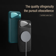 Заредете изображение във визуализатора на галерията – Nillkin CamShield S Leather Magnetic Case for Iphone 14/13 black
