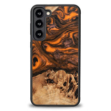 Заредете изображение във визуализатора на галерията – Wood and resin case for Samsung Galaxy S23 Plus Bewood Unique Orange - orange and black
