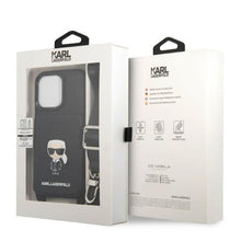 Заредете изображение във визуализатора на галерията – Karl Lagerfeld KLHCP13XSAIPCK iPhone 13 Pro Max 6.7" hardcase black/black Saffiano Metal Ikonik
