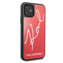 Заредете изображение във визуализатора на галерията – Karl Lagerfeld KLHCN61DLKSRE iPhone 11 6,1" / Xr czerwony/red hard case Signature Glitter
