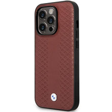 Заредете изображение във визуализатора на галерията – Case BMW BMHCP14X22RFGR iPhone 14 Pro Max 6.7" Burgundy/burgundy Leather Diamond Pattern
