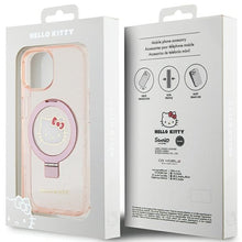 Заредете изображение във визуализатора на галерията – Original Case HELLO KITTY hardcase Ring Stand Glitter Electrop Logo MagSafe HKHMP15SHRSGEP for Iphone 13/14/15 pink
