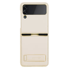Заредете изображение във визуализатора на галерията – Nillkin Qin Vegan Leather Case for Samsung Galaxy Z Flip 4 cover made of ecological leather, golden stand
