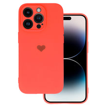 Заредете изображение във визуализатора на галерията – Vennus Silicone Heart Case for Iphone 13 Pro Max design 1 coral

