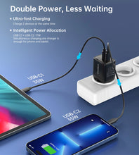 Заредете изображение във визуализатора на галерията – Choetech PD6051 USB-C USB-C PD 35W GaN wall charger with display - black
