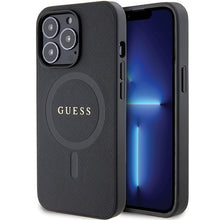 Заредете изображение във визуализатора на галерията – Original Case GUESS hardcase Saffiano MagSafe GUHMP13LPSAHMCK for Iphone 13 Pro black
