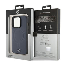 Заредете изображение във визуализатора на галерията – Original Case MERCEDES hardcase Smooth Leather MagSafe MEHMP15L23RCMV for Iphone 15 Pro Navy

