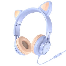 Заредете изображение във визуализатора на галерията – HOCO słuchawki nagłowne z mikrofonem W36 Cat Ear niebieskie
