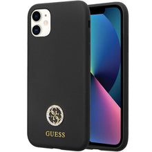 Заредете изображение във визуализатора на галерията – Guess GUHCN614DGPK Case for iPhone 11 / Xr - Black Silicone Logo Strass 4G
