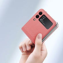 Заредете изображение във визуализатора на галерията – Dux Ducis Bril case for Samsung Galaxy Z Flip 3 cover made of ecological leather pink
