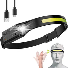 Заредете изображение във визуализатора на галерията – LED headlamp with IPX4 motion sensor USB-C 1200 mAh - black
