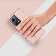 Заредете изображение във визуализатора на галерията – Dux Ducis Skin Pro Case For Xiaomi Redmi Note 12 Pro+ Flip Cover Card Wallet Stand Pink
