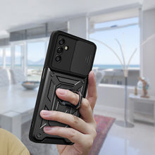 Заредете изображение във визуализатора на галерията – Hybrid Armor Camshield case for Samsung Galaxy A13 5G armored case with camera cover black
