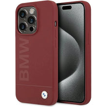 Заредете изображение във визуализатора на галерията – BMW Silicone Big Logo MagSafe case for iPhone 15 Pro - red
