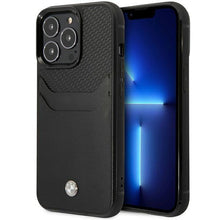 Заредете изображение във визуализатора на галерията – Case BMW BMHCP14L22RSEPK iPhone 14 Pro 6.1" black/black Leather Card Slot
