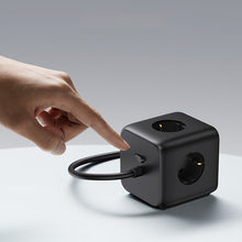 Заредете изображение във визуализатора на галерията – Ugreen cube power strip 65W USB / USB C + 3x AC socket black (CD268)
