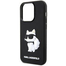 Заредете изображение във визуализатора на галерията – Original Pouch KARL LAGERFELD hardcase Rubber Choupette 3D KLHCP14L3DRKHNK for Iphone 14 Pro Black
