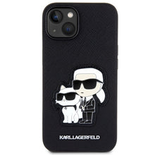 Заредете изображение във визуализатора на галерията – Original Pouch KARL LAGERFELD Saffiano Karl &amp; Choupette KLHCP14MSANKCPK for Iphone 14 Plus Black
