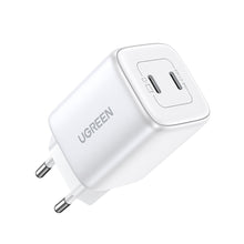Заредете изображение във визуализатора на галерията – Quick charger GaN 2 x USB-C 45W QC PD Ugreen CD294 - white
