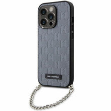 Заредете изображение във визуализатора на галерията – Original Pouch KARL LAGERFELD hardcase Saffiano Monogram Chain KLHCP14XSACKLHPG for Iphone 14 Pro Max silver
