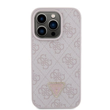 Заредете изображение във визуализатора на галерията – Original Case GUESS hardcase Leather 4G Triangle Strass GUHCP15LP4TDPP for Iphone 15 Pro Pink
