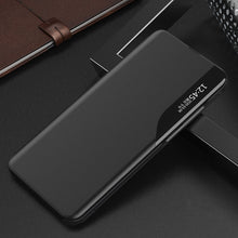 Заредете изображение във визуализатора на галерията – Eco Leather View Case cover for Samsung Galaxy A24 4G with a flip stand black
