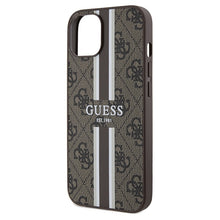 Заредете изображение във визуализатора на галерията – Original Case GUESS 4G Printed Stripes MagSafe GUHMP15SP4RPSK for Iphone 13/14/15 brown

